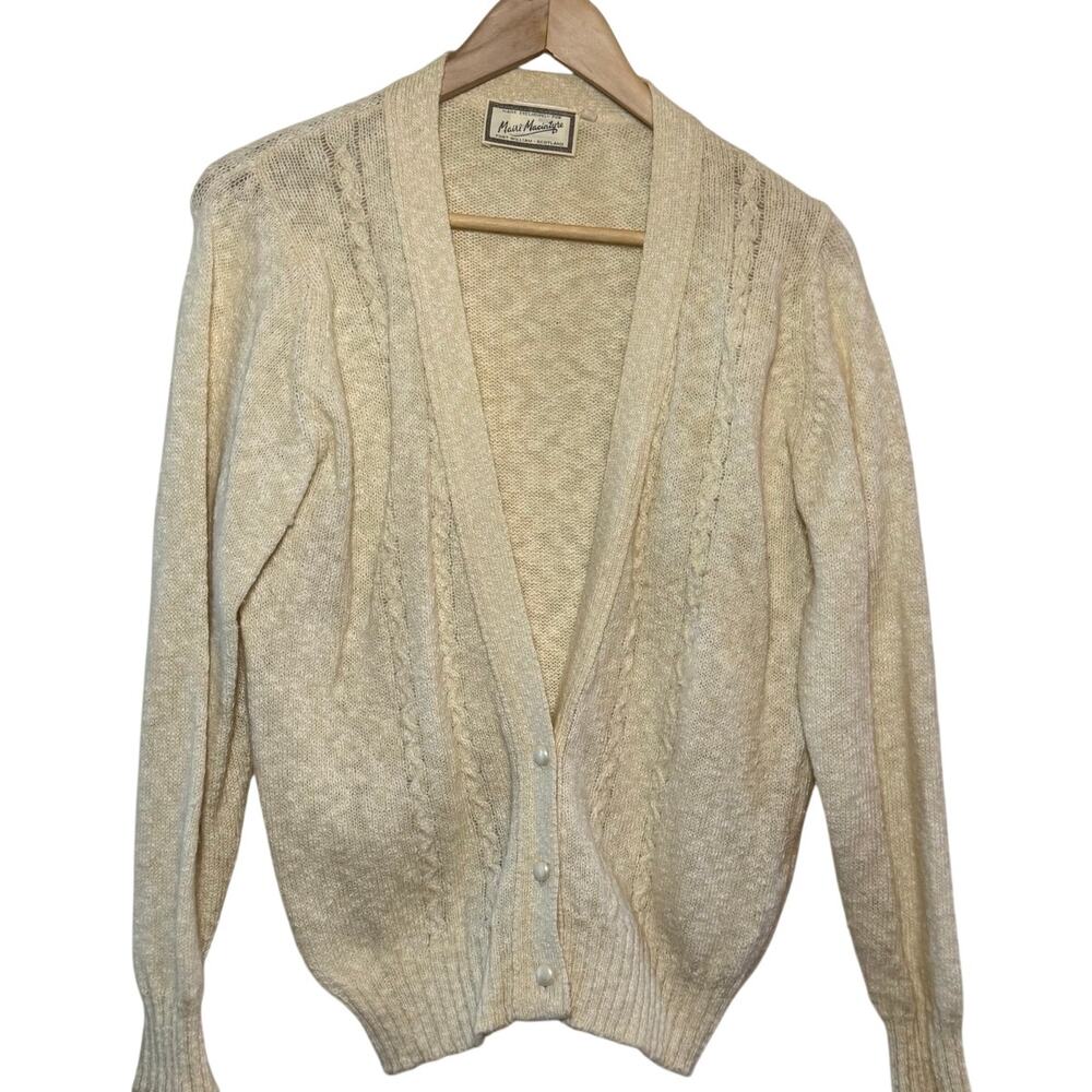 Vtg Mairi Macintyre Shetland Wool Blend Made in Great Britain Cardigan Sweater